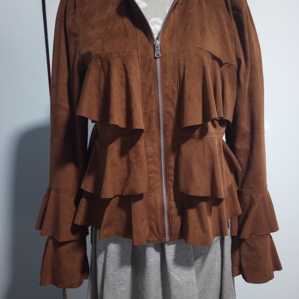 INC Brown Faux Suede Jacket - Picture 4 of 9